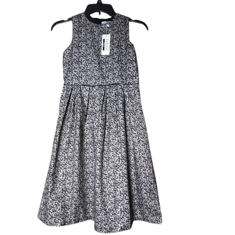 La Royale Sleeveless Dress Fit & Flare Black/Gray Sz 12 New With Tag